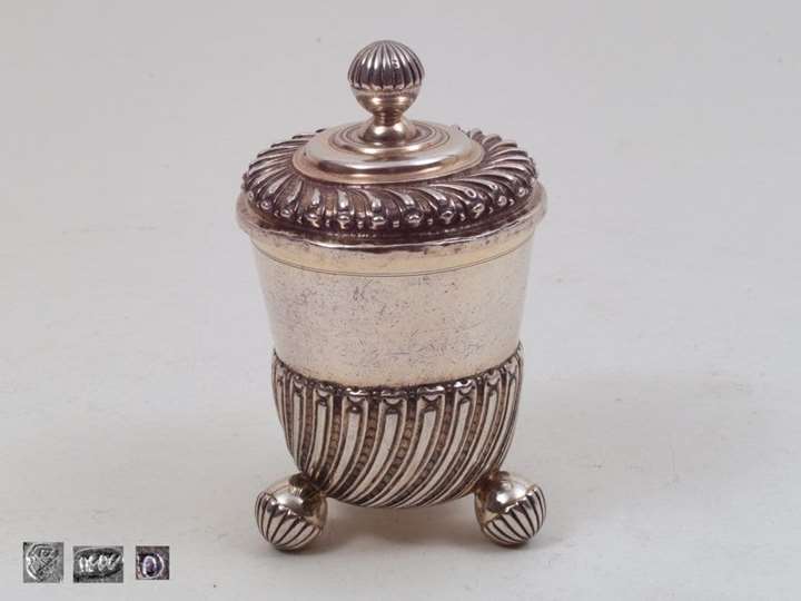 Covered Beaker on three Ball-Feet, Silver Partly-Gilt